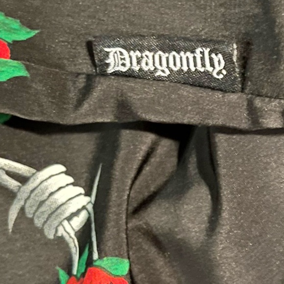 DRAGONFLY Men’s Short Sleeve Button Down Roses Barbed Wire Shirt. Sz M. - Picture 6 of 8